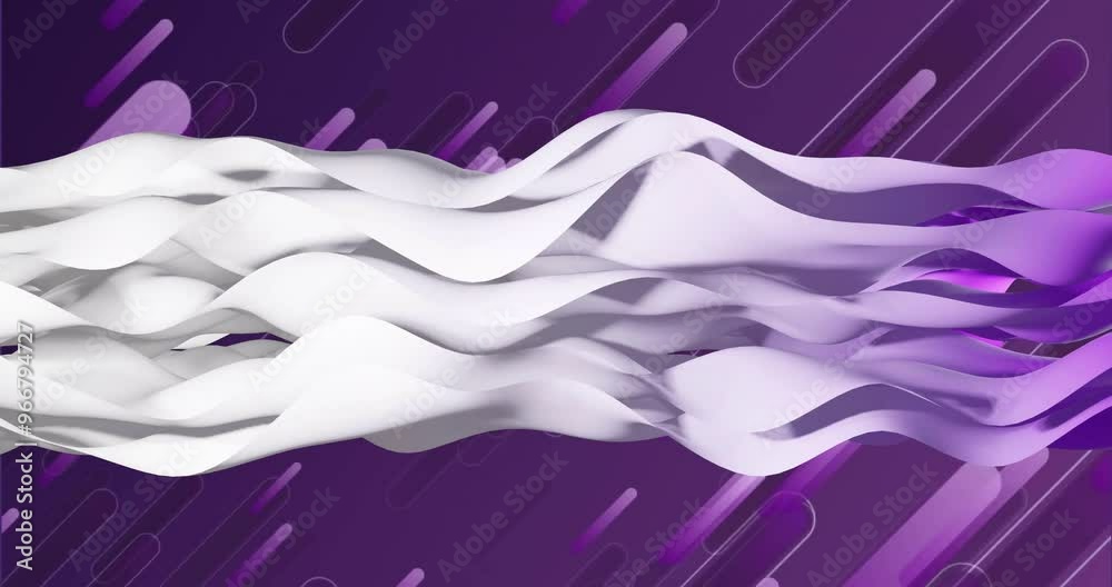 Sticker Animation of white to purple layers waving over purple background