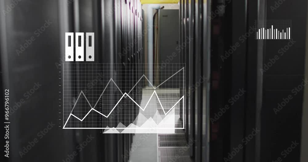 Canvas Prints animation of statistics and digital data processing over computer servers