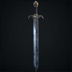 Obraz premium Fantasy Sword with Gold Hilt and Detailed Blade 