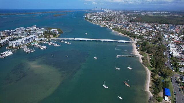 Ephraim Island Luxury Residential Development, Paradise Point, Gold Coast, Australia - Aerial Pullback