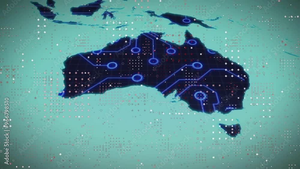 Canvas Prints Animation of network of connections over world map