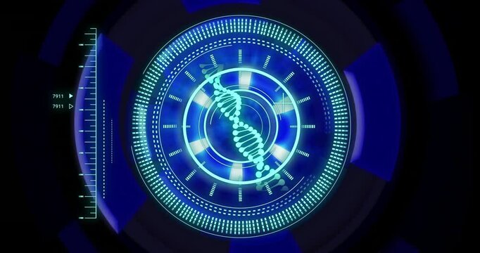 Animation of dna strand and data processing over scope scanning - Powered by Adobe