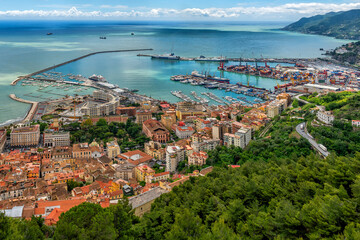 Large seaport and transport hub in the Italian city of Salerno on the coast of the Gulf of Naples...