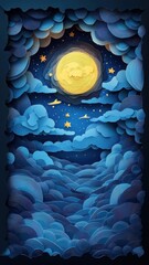 Night sky illustrated in paper art style with layered cut-outs and intricate textures, capturing the serene and starry expanse.