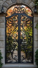 Elegant Art Nouveau style dimensional gate, with flowing lines and ornate details for a decorative look.