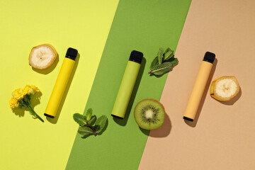Electronic cigarettes with fresh kiwi and banana