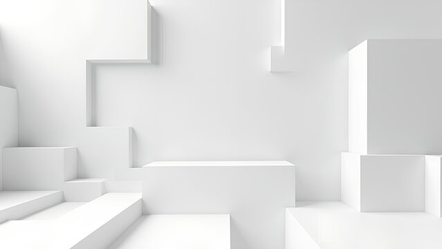 3D background minimalism A wall with 3D blocks 3D wallpaper with white cubes Futuristic concrete background with copy spase