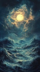 Fototapeta premium Surreal style sea with dreamlike elements and floating features.