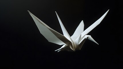 White origami crane, folded with precision, symbolizing simplicity, peace, and purity