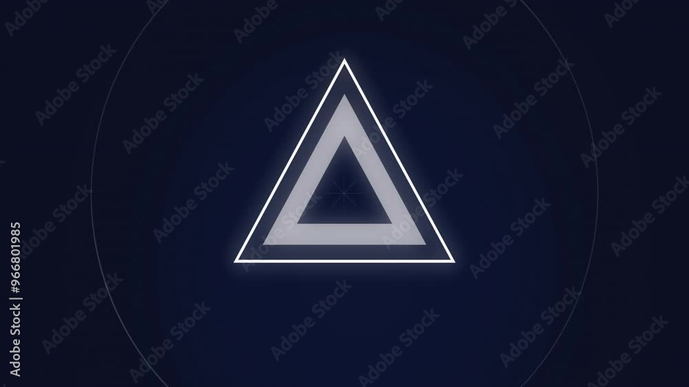 Poster glowing triangle and circular shapes with animated lines on dark background