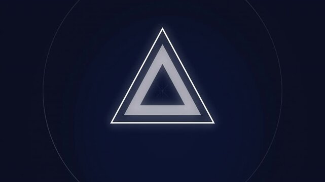 Glowing triangle and circular shapes with animated lines on dark background