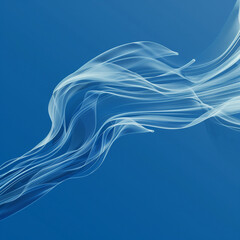Abstract Smoke-Like Flow on Blue Background
