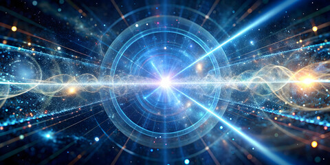 Obraz premium Cosmic Singularity: A mesmerizing abstract representation of the Big Bang, capturing the birth of the universe in a symphony of light, energy, and swirling galaxies. 
