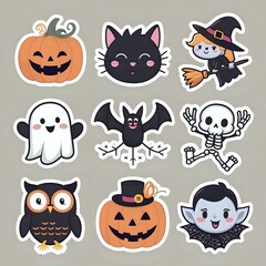 Obraz premium Charming Halloween Characters Collection