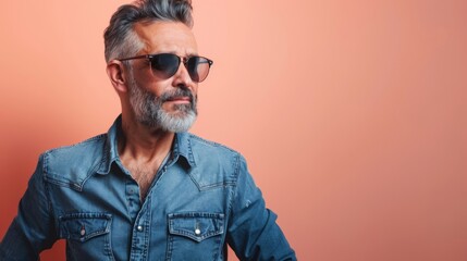 Obraz premium portrait of senior man with glasses on colorful background
