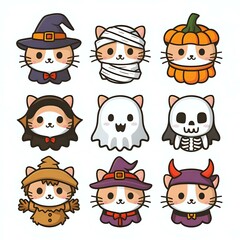 Festive Feline Assembly: A Collection of Halloween Cat Characters