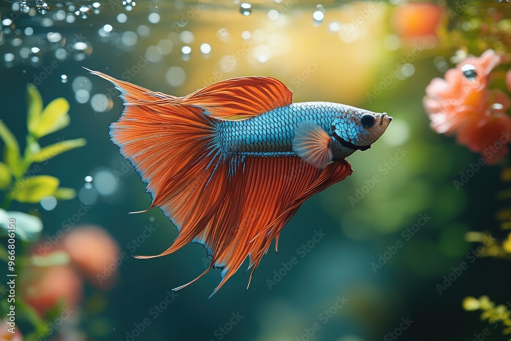 Wall mural Vibrant Betta Fish in an Underwater World