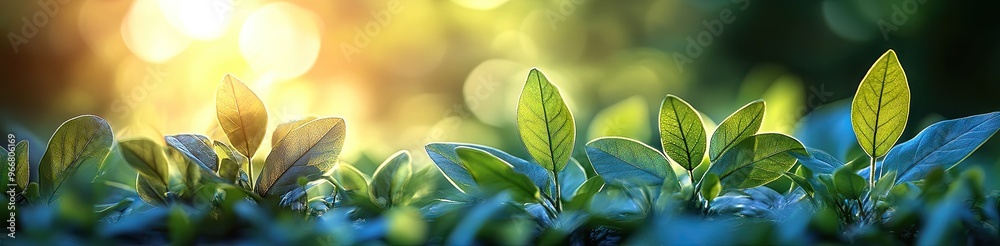 Sticker Green Leaves in Sunlight