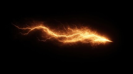 A sharp, zigzagging lightning bolt with a glowing effect, set against a solid black background.