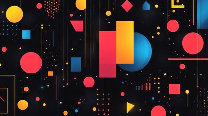 A vibrant and intricate piece of art featuring geometric shapes, colorful circles,