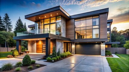 A modern, streamlined home boasts clean lines, innovative geometry, and an abundance of bright, natural light to create