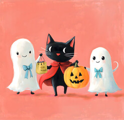 Obraz premium Ghosts and Pumpkins for Halloween