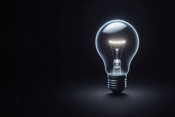 A light bulb in the dark. Space for text.