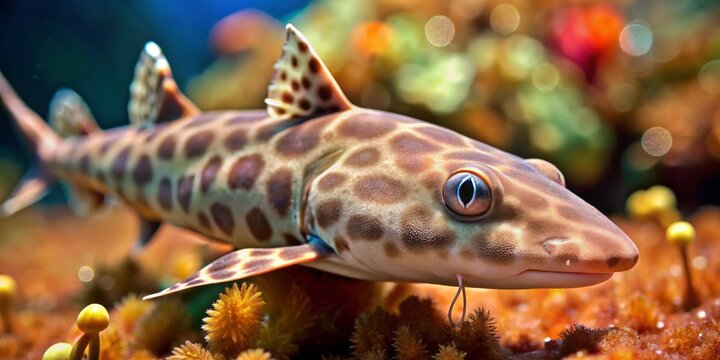 A rare and exotic find, this close-up of a coral catshark features a delicate fin with a striking
