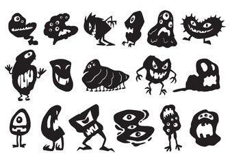 Set of monsters silhouette collection. Vector illustration on white background
