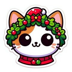 Fototapeta premium Festive Feline Cheer