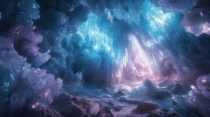 Obraz premium A Glimmering Ice Cave with an Ethereal Glow