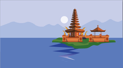 Ulun Danu Temple background illustration
