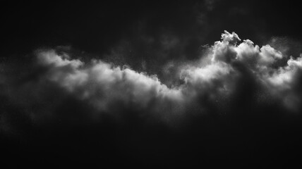 Fototapeta premium White dust and clouds floating in the air on black background