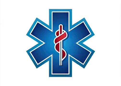 Emergency medical services logo featuring a stylized star of life symbol with a dynamic, modern design, evoking a sense of urgency and professional care.
