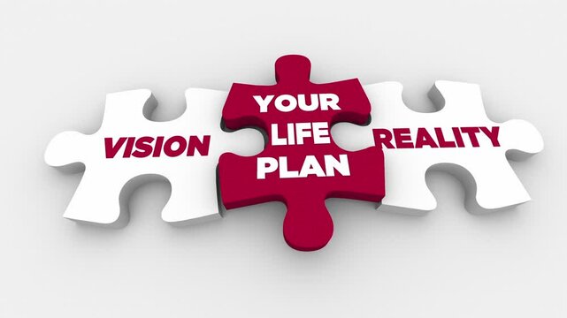 Your Life Plan Turn Vision Into Reality Puzzle Pieces Goals Coaching 3d Animation