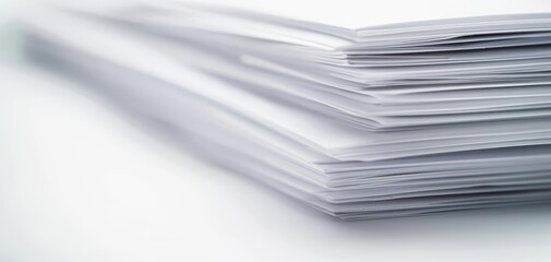 A close-up view of neatly stacked white papers, ideal for office or business backgrounds, representing organization and productivity.