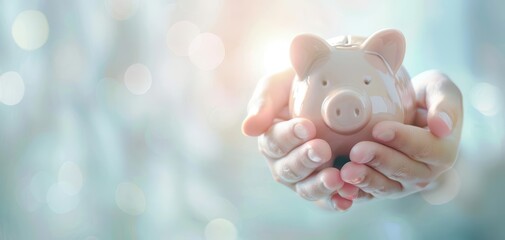 A pair of hands holding a piggy bank, symbolizing savings, financial planning, and the importance of managing money wisely.