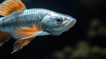 Fototapeta premium Silver Arowana Fish in Aquarium