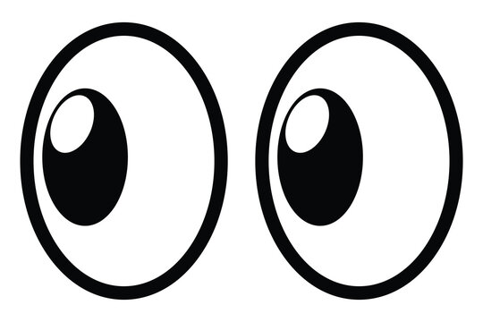 Eyes looking to one side. Sideways glance vector icon. Two eyes emoji. Cartoon eyes looking right, flip and they look left.