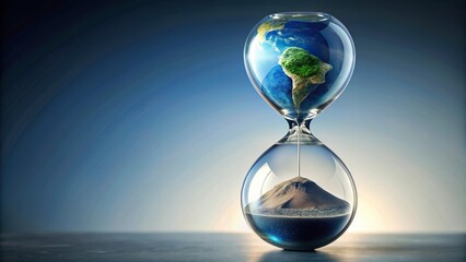 Powerful visual metaphor of Earth in hourglass with sand running out