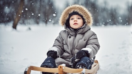 child playing in snow