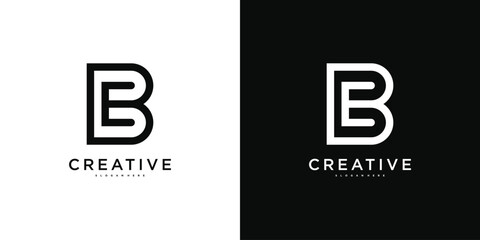 Unique modern creative elegant letter B logo template. Premium Vector