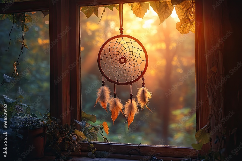 Canvas Prints Dreamcatcher in a Window, Golden Hour