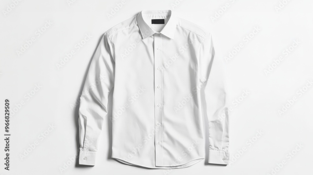 Wall mural classic white dress shirt isolated on white background. elegant men's clothing, perfect for formal o