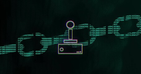 Animation of gamepad icon over chain of data processing - Powered by Adobe