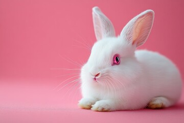 Obraz premium Cute White Bunny with Pink Eyes