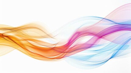 Abstract Wave Swirl Colorful Magical Blured Transparent Ribbon Lines on White Background. Energy Streams 