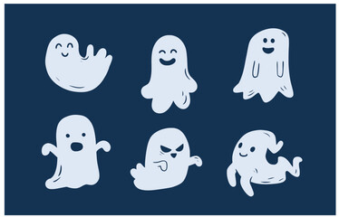 Set with several ghosts. Separate icons.