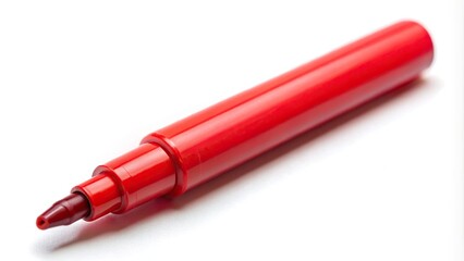 Red permanent marker isolated on a white background at eye level