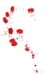 Obraz premium Red splatter marks on white background.